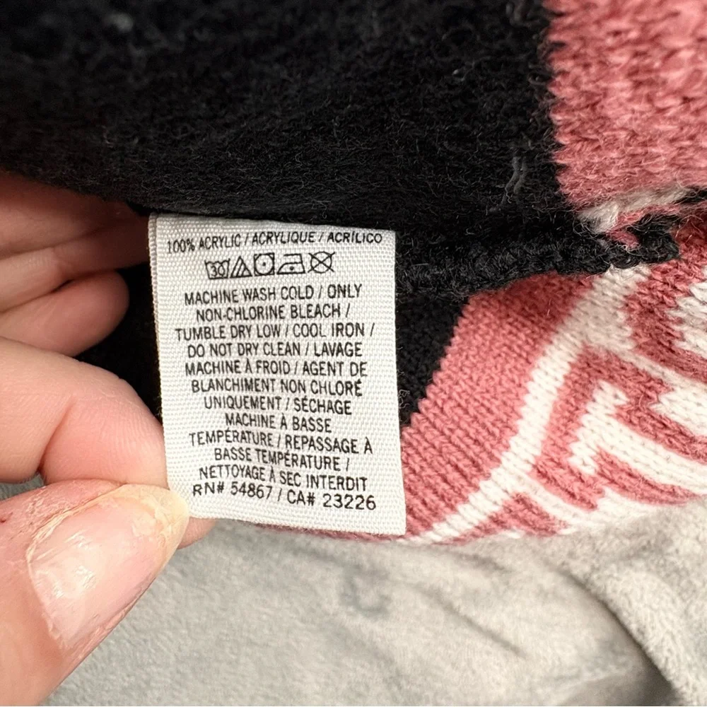 Pink Victorias Secret Beanie Stocking Cap One Size Pink Nation Knit Pink White